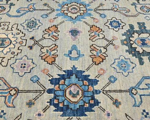 12 Ft Silver Gray Aryana Afghan Hand Knotted Veg Dye Wool Runner Rug